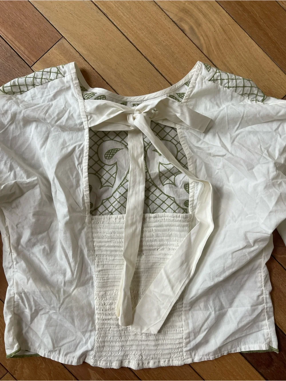 Anthropologie Puff Sleeve Embroidered Blouse Size Large Cottagecore Boho